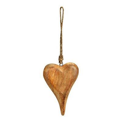 Corazón colgante de madera de mango natural (An/Al/Pr) 10x14x2cm