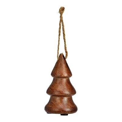 Albero di Natale da appendere in legno di mango naturale (L/A/P) 6x10x6 cm