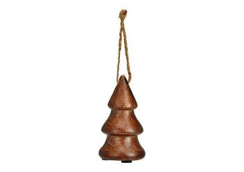 Sapin de Noël à suspendre en bois de manguier naturel (L/H/P) 6x10x6cm