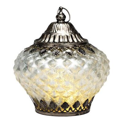 Lanterne avec LED, fonctionnement sur piles 2xAAA non incluses, en verre à champagne (L/H/P) 13x14x13cm