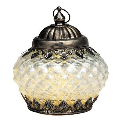 Lanterne avec LED, fonctionnement sur piles 2xAAA non incluses, en verre à champagne (L/H/P) 11x12x11cm