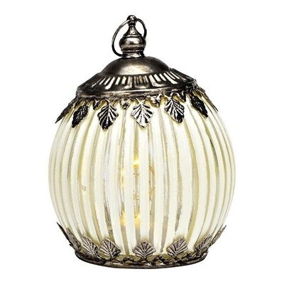 Lanterne avec LED, fonctionnement sur piles 2xAAA non incluses, en verre blanc (L/H/P) 10x13x10cm