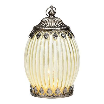 Lanterne avec LED, fonctionnement sur piles 2xAAA non incluses, en verre blanc (L/H/P) 11x18x11cm