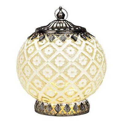 Lanterne avec LED, fonctionnement sur piles 2xAAA non incluses, en verre blanc (L/H/P) 15x17x15cm