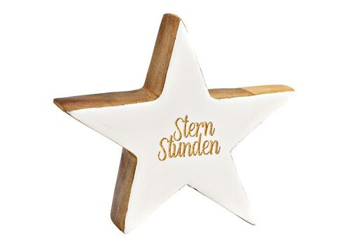 Stern, Sternstunden aus Mangoholz weiß (B/H/T) 15x14x5cm