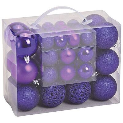 Palline di Natale in plastica, set da 50, viola Ø3/4/6cm (L/A/P) 23x18x12cm