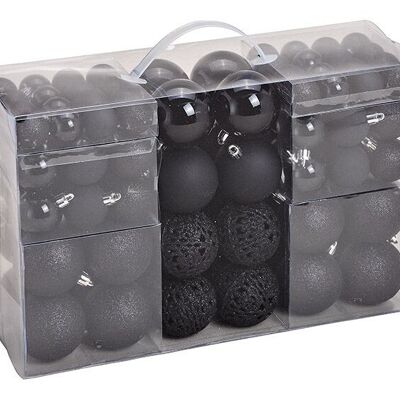 Bolas navideñas de plástico, juego de 100, negro Ø3/4/6cm (An/Al/Pr) 35x23x12cm