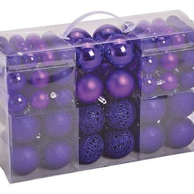 Bolas navideñas de plástico, juego de 100, violeta Ø3/4/6cm (an/al/pr) 35x23x12cm