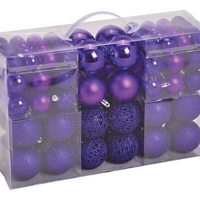 Plastic Christmas balls, set of 100, purple Ø3/4/6cm (W/H/D) 35x23x12cm