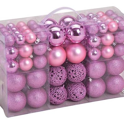 Bolas navideñas de plástico, juego de 100, rosa Ø3/4/6cm (An/Al/Pr) 35x23x12cm