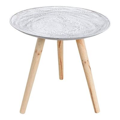 Tavolino con decoro in legno bianco (L/A/P) 44x42x44cm