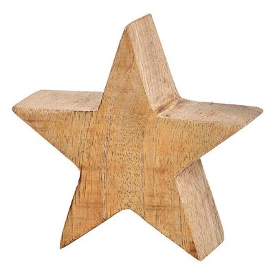 Estrella decorativa de madera de mango, marrón, (an/al/pr) 10x10x4 cm