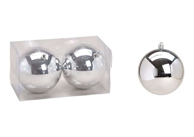Weihnachtskugel aus Kunststoff, Silber Ø10cm