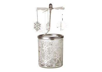 Lanterne flocon de neige avec fixation métallique, transparente, Ø6x15 cm
