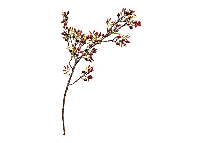 Kunstblume Hagenbuttenzweig mit Eis aus Kunststoff rot (H) 65cm