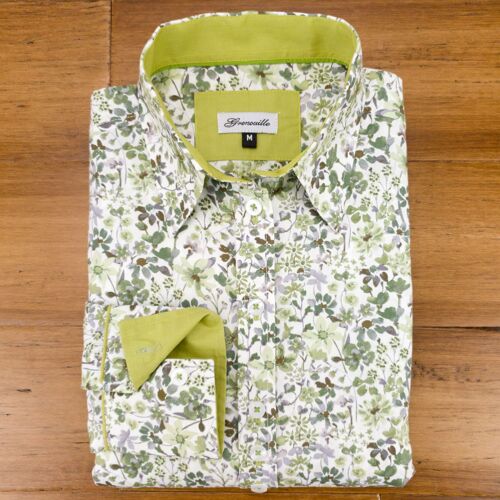 Grenouille Long Sleeve Green and Grey Floral Shirt