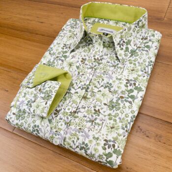 Grenouille Chemise à manches longues à fleurs verte et grise 4