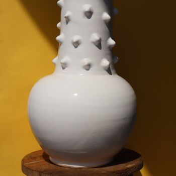 Vase Ethnique à Picots - Blanc  - Artisanal 2
