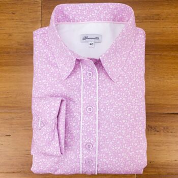 Grenouille Chemise à manches longues lilas pâle et blanc à fleurs 1