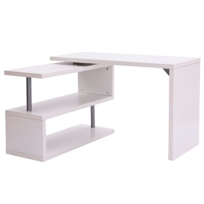 HOMCOM Escritorio para ordenador mesa de comedor modular con librería de metal cromado blanco