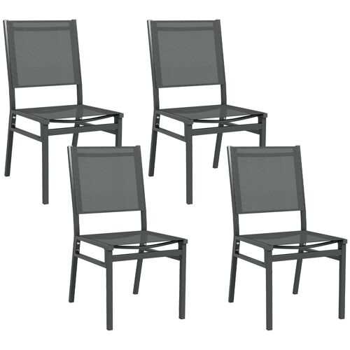 Outsunny Lot de 4 chaises de jardin en aluminium et revêtement maille textilène pour salle à manger extérieur