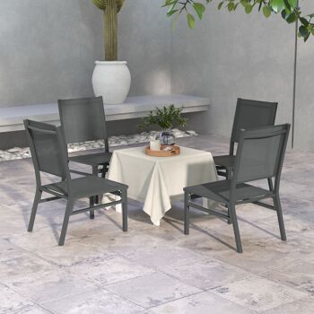 Outsunny Lot de 4 chaises de jardin en aluminium et revêtement maille textilène pour salle à manger extérieur 2