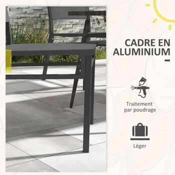 Outsunny Lot de 4 chaises de jardin en aluminium et revêtement maille textilène pour salle à manger extérieur 3