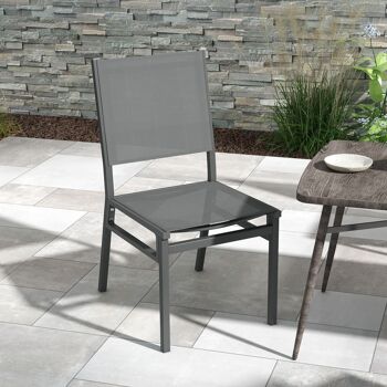 Outsunny Lot de 4 chaises de jardin en aluminium et revêtement maille textilène pour salle à manger extérieur 7