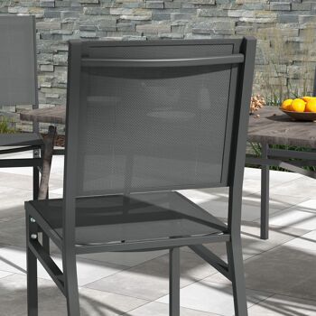 Outsunny Lot de 4 chaises de jardin en aluminium et revêtement maille textilène pour salle à manger extérieur 9