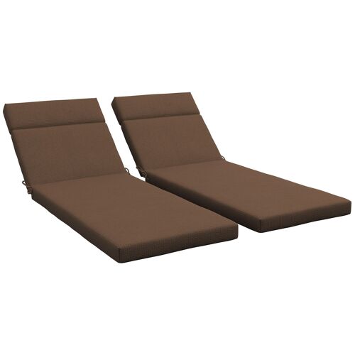 Lot de 2 Matelas pour Chaise Longue transat Bain de Soleil avec Sangles d'attache pour Jardin dim.196L x 55l cm Marron