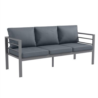 Outsunny Gartensofa, 3-Sitzer-Außensofa aus Aluminium mit Sitz- und Rückenkissen – 185 L x 66 B x 64 H cm