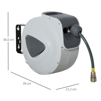 HOMCOM Enrouleur de tuyau à air comprimé - tuyau : 15 m + 1,4 m - Ø intérieur 3/8" (9,5 mm), 1/4" (6,35 mm) BSPT - gris 5