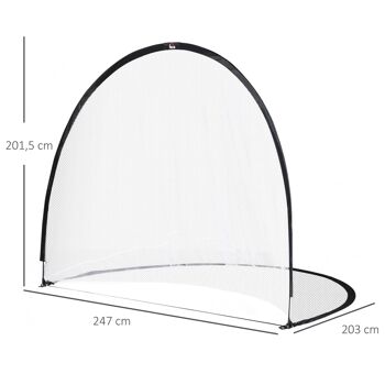 HOMCOM Cage de Football système Pop Up avec sac de transport dim. 247L x 203l x 201,5H cm noir et blanc 5