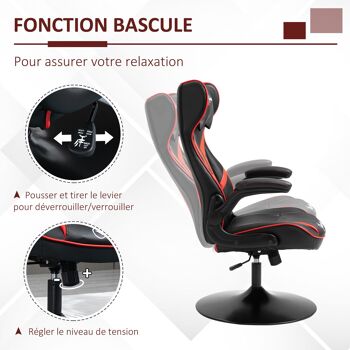 Fauteuil gamer chaise de jeu gaming pivotante ergonomique hauteur réglable accoudoirs revelables coussin têtière inclus 4