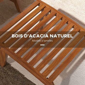 Fauteuils de jardin - chaises relax avec repose-pieds lot de 2 - ensemble de 4 pièces bois d'acacia avec coussins crème 3