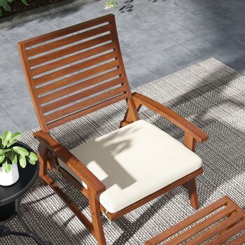 Fauteuils de jardin - chaises relax avec repose-pieds lot de 2 - ensemble de 4 pièces bois d'acacia avec coussins crème 7