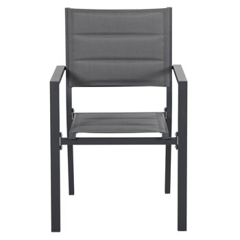 Salon de jardin en aluminium et textilène table extensible 8/12 personnes 12 chaises empilables gris 7