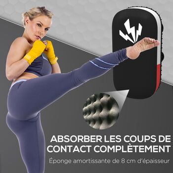 SPORTNOW Bouclier de frappe coussin PAO de boxe Muay Thai Karaté Taekwondo Kickboxing Home Training protection - Noir 3