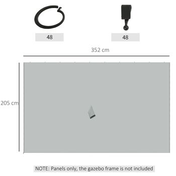 Outsunny 4 parois latérales pour pavillon de jardin tonnelle rigide 300 x 400 cm protéger de la pluie vent soleil gris 5