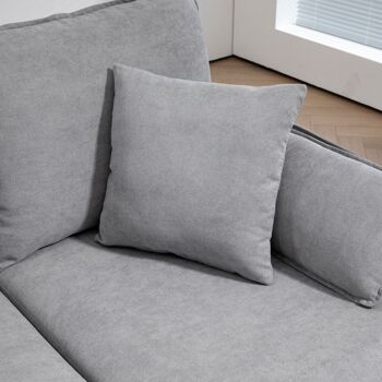 Canapé d'angle 3 Places méridienne réversible droite ou gauche, salon, grand confort Tissu Polyester Gris Clair 8
