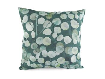 Housse de coussin 40x40cm – feuille d'argent, vert pétrole 1