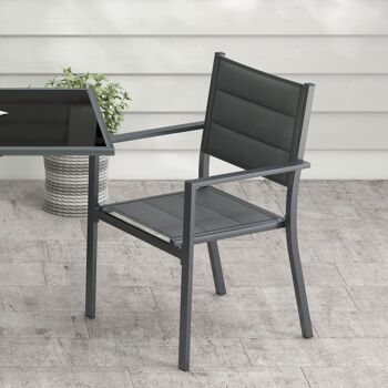 Outsunny Salon de jardin en aluminium et textilène table extensible 4 chaises empilables 4 personnes gris 8