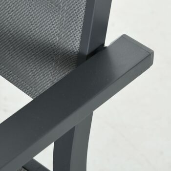 Outsunny Salon de jardin en aluminium et textilène table extensible 4 chaises empilables 4 personnes gris 9