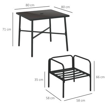 Salon de jardin ensemble table et chaises 5 pièces 1 table à manger carrée et 4 chaises 4 coussins 5