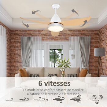 HOMCOM Ventilateur de plafond réversible avec lumière LED 6 vitesses silencieux - télécommande - diamètre 122 cm 3