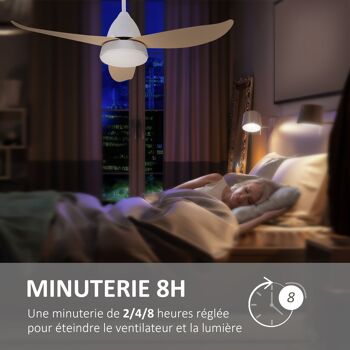 HOMCOM Ventilateur de plafond réversible avec lumière LED 6 vitesses silencieux - télécommande - diamètre 122 cm 7