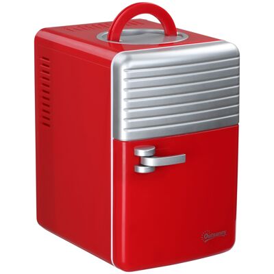 Outsunny Mini-Kühlschrank, 6 l, 8 Dosen, 330 ml, Wechselstrom, 240 V, Gleichstrom, 12 V, kleiner tragbarer Kühlschrank, kühlt und wärmt