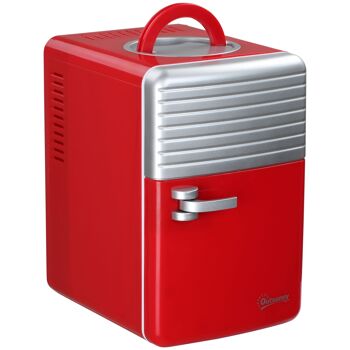 Outsunny Mini réfrigérateur 6L 8 canettes 330ml AC 240V DC 12V petit réfrigérateur portable refroidit et réchauffe 1