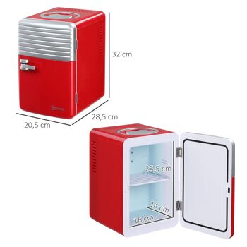 Outsunny Mini réfrigérateur 6L 8 canettes 330ml AC 240V DC 12V petit réfrigérateur portable refroidit et réchauffe 5