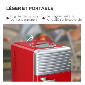 Outsunny Mini réfrigérateur 6L 8 canettes 330ml AC 240V DC 12V petit réfrigérateur portable refroidit et réchauffe 6